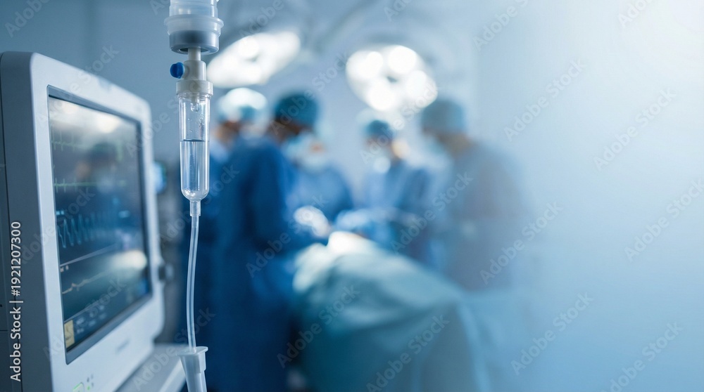 Fototapeta premium Surgeons performing operation in modern hospital