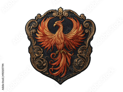 Foto A majestic phoenix emblem on transparent background with intricate golden design
