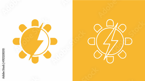 modern gear and lightning bolt icon representing renewable energy electric power industrial technology and sustainable solutions.