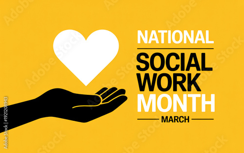 National Social Work Month hand holding white heart symbol isolated on transparent background