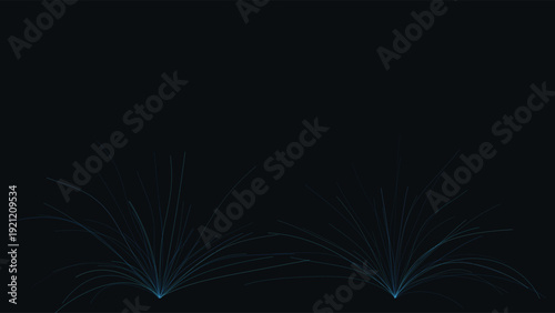 Flow lines of glowing fiber optics forming intricate light trails against a dark, minimalist background, creating a futuristic, abstract design with a sleek, modern aesthetic