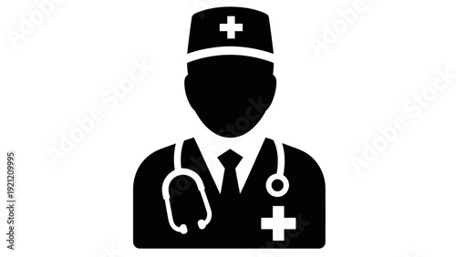 professional doctor icon with stethoscope and medical cross symbolizing essential healthcare for apps websites and branding.