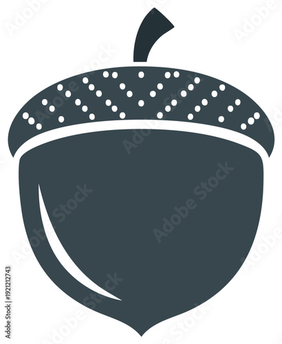 Stylized Dark Gray Acorn Icon with White Dot Pattern on Cap