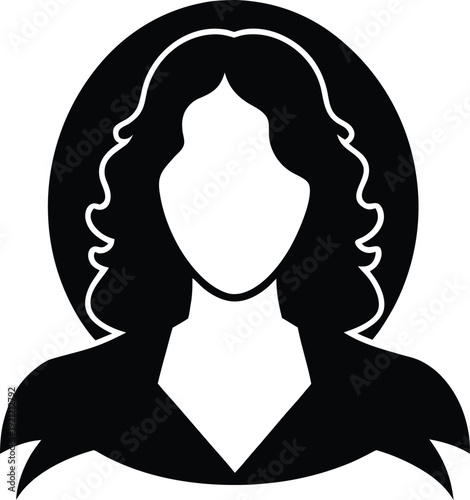 Carol singer face head silhouette vector art illustration and minimal black and white design