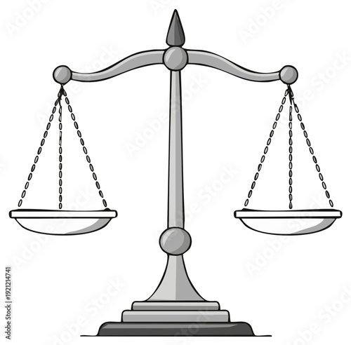 Scales of Justice Illustration, Balanced Scale, Justice, Legal System Symbol, Law
