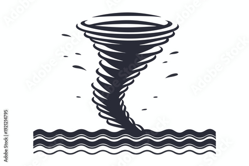 Vector Illustration of a Stormy Tornado Icon Softening into a Calm Serene Wave
