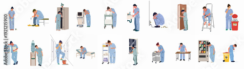 Exhausted healthcare professionals struggling with burnout and stress in a demanding hospital environment, showing the emotional toll of their work.