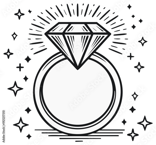 Sparkling Diamond Engagement Ring Emblematic of Love and Commitment