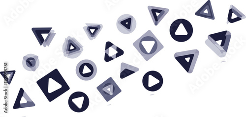 Abstract play button icon collection with dynamic geometric shapes for media player interface motion and video navigation vector set.