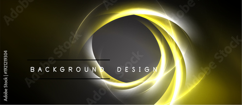Abstract yellow light circles over dark background. Modern design element, suitable for digital projects. Simple, elegant composition.