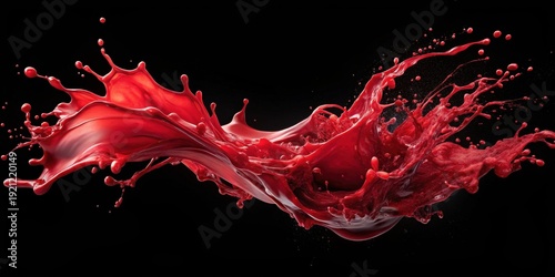 Crimson Liquid Dynamic Splash A Vibrant, Energetic Burst of Color Against a Dark Background