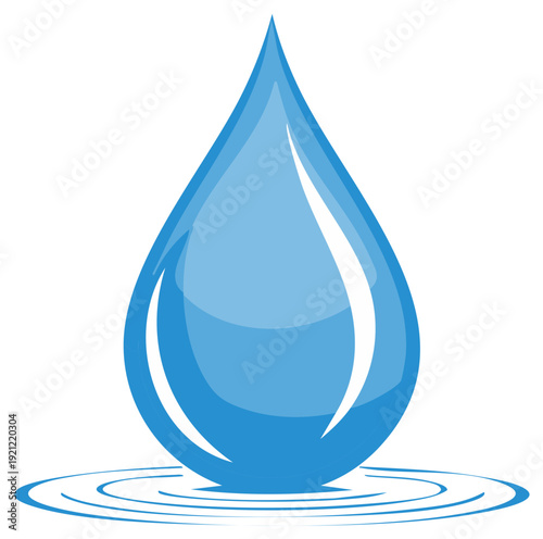 Crystal blue water drop forming ripples on a surface