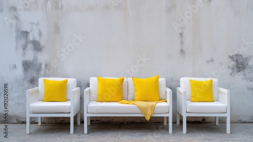 Wallpaper Mural Outdoor seating with yellow cushions Torontodigital.ca