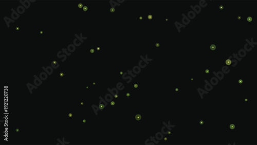 Abstract cosmic space scene with glowing green neon stars against deep black background for futuristic digital art and sci-fi design