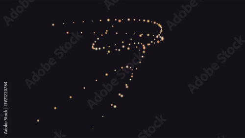 Abstract digital art glowing star constellation pattern with warm golden dots against deep black space background, minimalist cosmic design