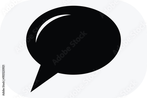 A black speech bubble icon on a white background