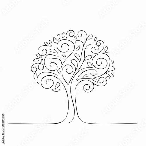 Stylized Swirl Tree Illustration