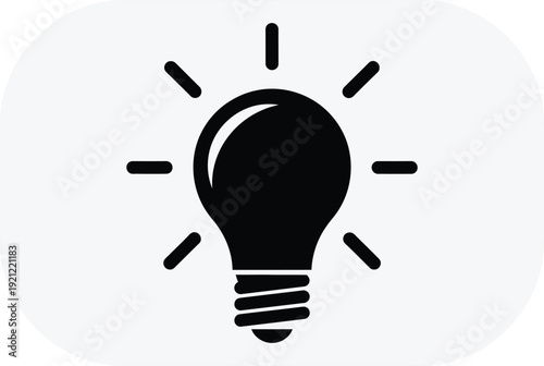 Black light bulb icon with radiant lines