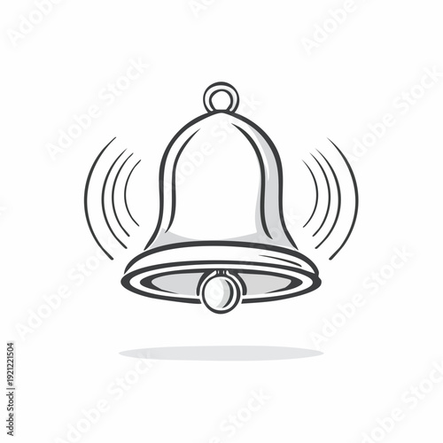 Classic hand-drawn ringing bell icon with sound waves, perfect for alerts, notifications, and event reminders