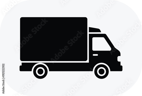 Simple black silhouette of a delivery truck