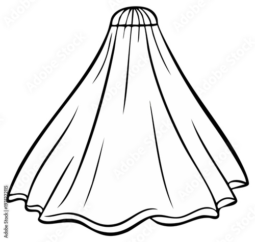 Elegant fabric draped in a bell shape with flowing lines and soft curves