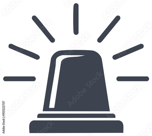 Emergency Alert Beacon Silhouette Graphic Symbol, Police Siren Warning Signal