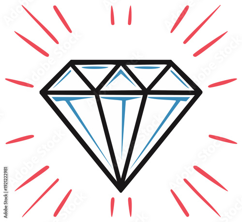 Brilliant Diamond Gemstone Sparkle With Radiating Lines