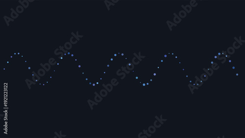 Abstract digital wave pattern composed of glowing blue dots against deep black background for futuristic tech design