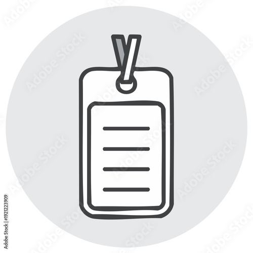 Doodle Style Identification Card with Lines and Lanyard Icon