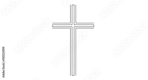 Simple black outline cross symbol on white background for design and religious concepts