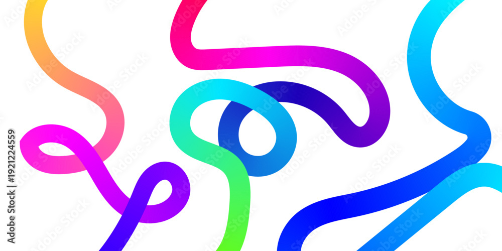 Fototapeta premium Abstract vector background with multiple intertwined wavy lines in a vibrant rainbow gradient palette, creating a dynamic and fluid visual composition. isolated on Transparent Background