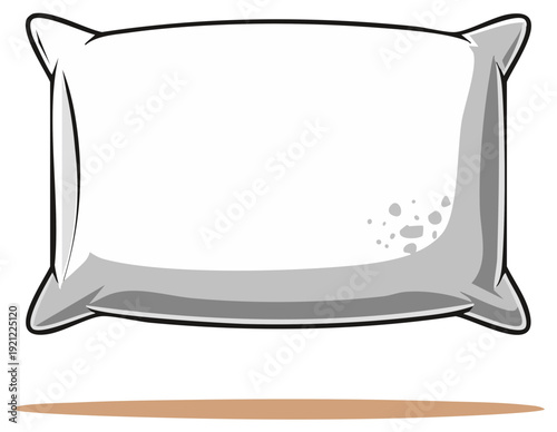 Stylized white pillow on a brown base shadow for resting or sleeping in bedroom decor and furnishings