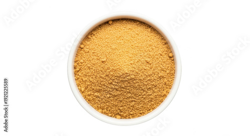A bowl of brown powder on transparent background
