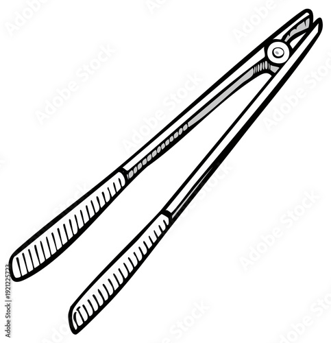 Hand Drawn Illustration of Surgical Tweezers for Precision Gripping and Manipulation