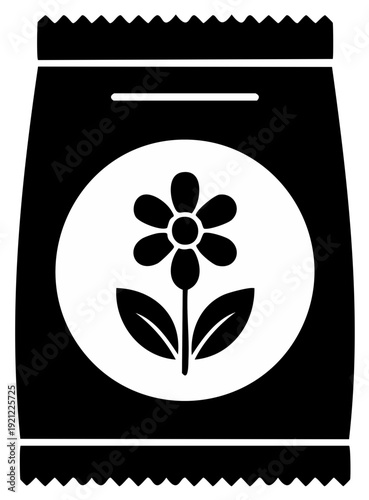 Seed Packet Icon Glyph Black and White Minimalist Graphic Symbol