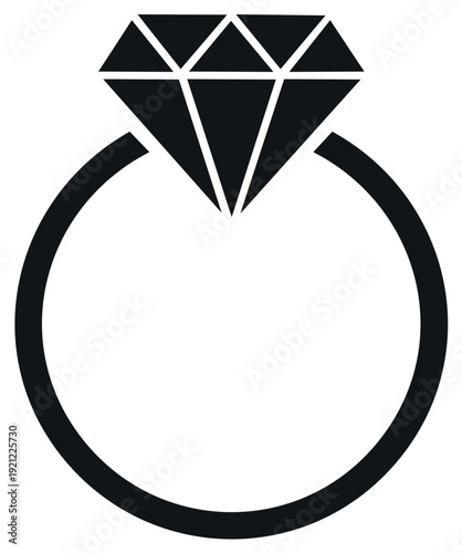 Black diamond ring engagement or marriage proposal vector illustration