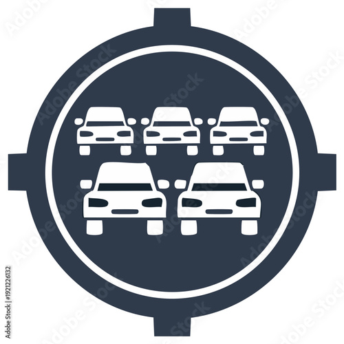 Traffic Jam Icon Symbolizing Congestion on Road