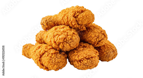 A pile of crispy fried chicken nuggets on transparent background