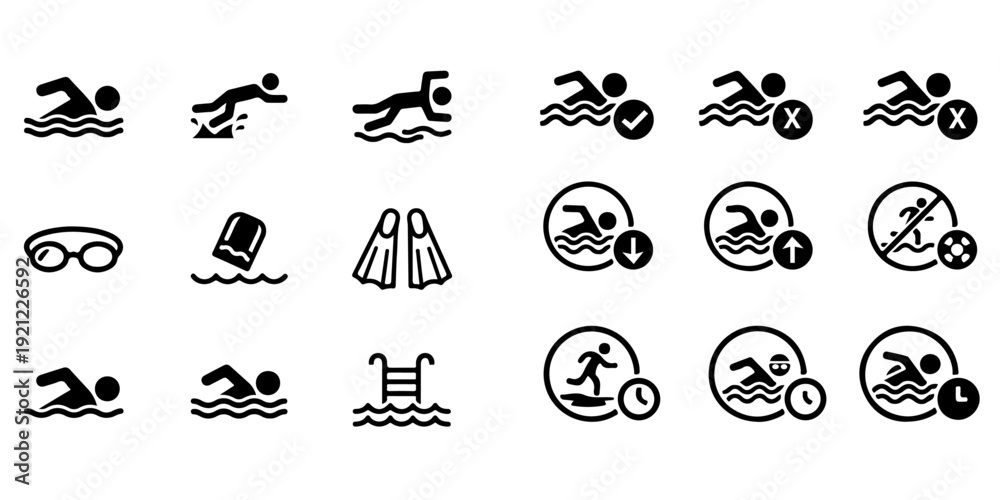 Fototapeta premium Swimming line art icon for sports apps and websites