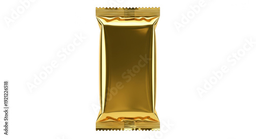 A gold foil snack wrapper on transparent background