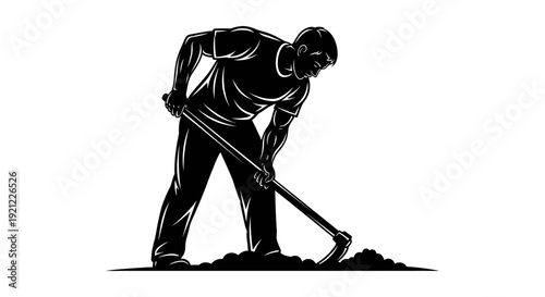 farmer working with a hoe tilling soil diligently illustrating essential manual labor agriculture and gardening concepts