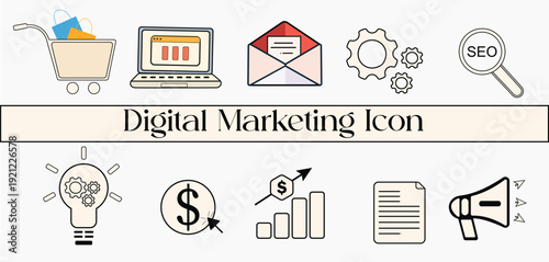 digital marketing icon set vector illustration