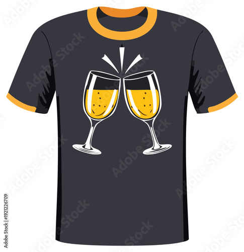 TShirt with Sparkling Toast Graphic Celebration Apparel Novelty Fashion