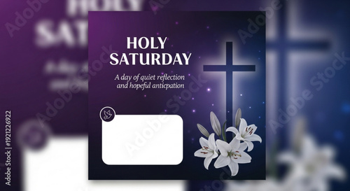 Holy saturday card with cross and lilies easter reflection and hopeful anticipation