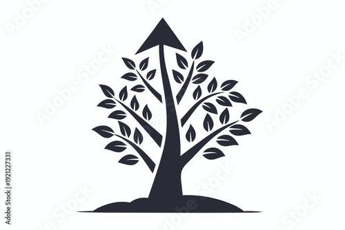 Educational Growth and Knowledge Concept with a Symbolic Tree Illustration in Black and White