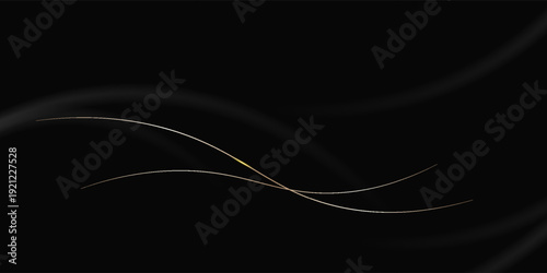 The black background features thin, curved lines in gold and white that run horizontally, giving the image a luxurious and slightly moving look. This piece feels elegant and easy on the eyes.