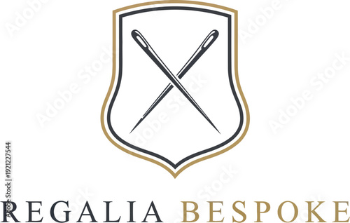 A bespoke logo for Regalia Bespoke featuring a shield with crossed swords