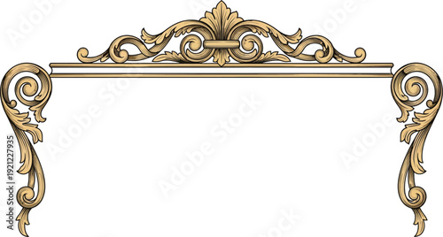 An ornate gold frame with intricate designs on a white background