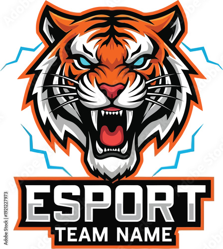 A fierce tiger logo for an esport team with a bold and modern design