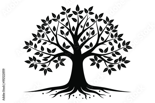 Symbolic Tree Growth Illustration in Black and White for Personal Coaching and Success Mentality